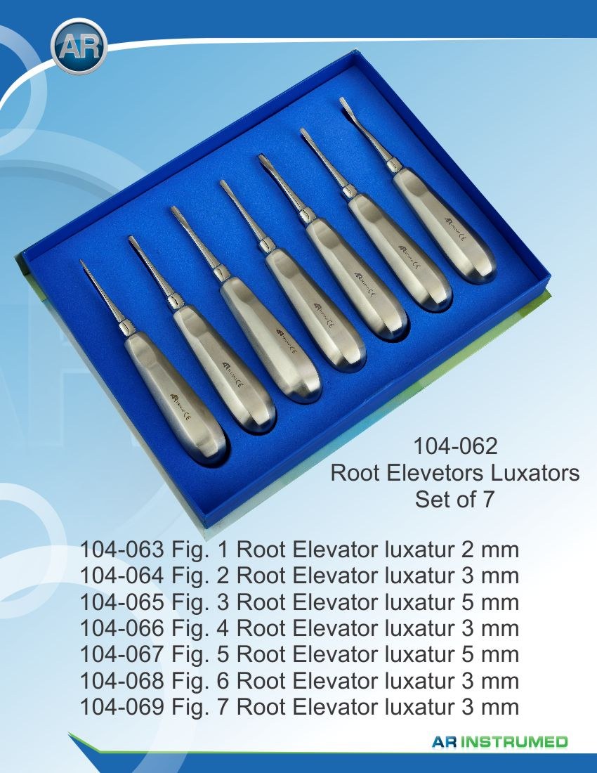 Luxatori per l'elevatore delle radici, set da 7